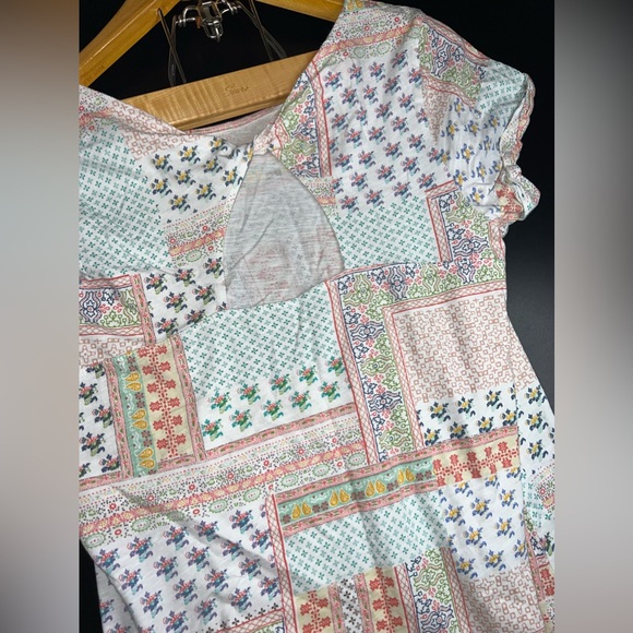 Anthropologie T.La Orange Boho Floral Twisted Cut Out Back Top Size Large GUC - Picture 7 of 7